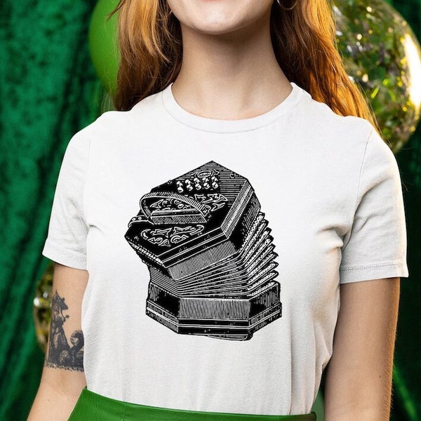 Vintage Vibes Irish Concertina Magic Tee - keltischer Musiker Shirt, Volksinstrument Geschenk, Musikliebhaber Bekleidung T-Shirt Irisches traditionelles Shirt