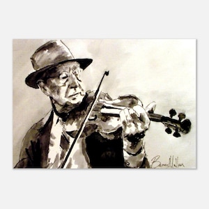 Old Fiddle Player Art Print, Traditional Music Artwork, Celtic Folk Irish Gifts, Violin Wall Artist Prints, Buy Irish Art, Ireland