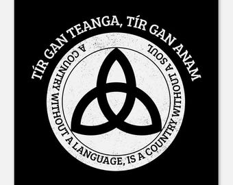 Tír gan teanga, tír gan anam Print As Gaeilge / Irish Language Poster, Proverb Prints, Ireland Patrick Pearse Quote Gaelic Wall Art Ireland