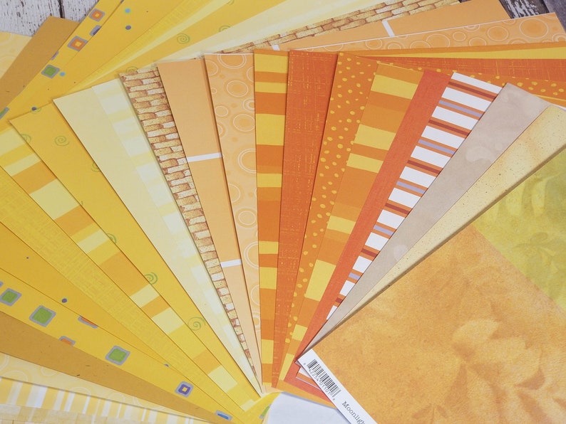 Sheets Lot of Scrapbook Paper Mixed Orange and Yellow Colors 20
