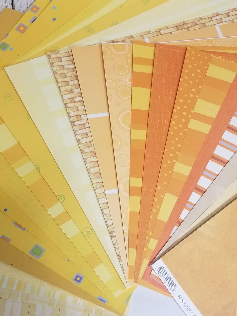 Sheets Lot of Scrapbook Paper Mixed Orange and Yellow Colors 20