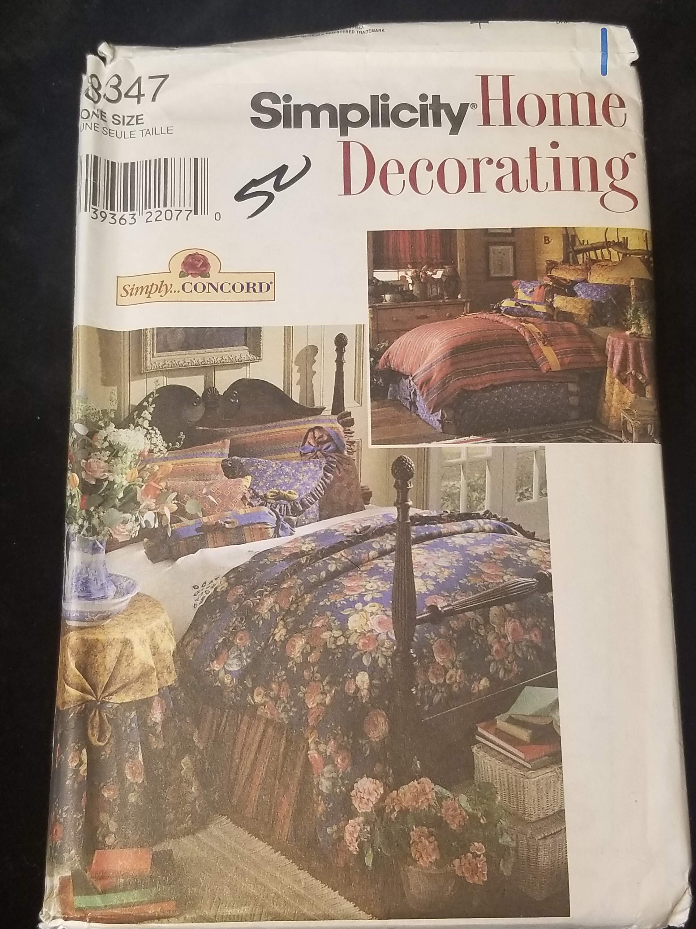 Simplicity 8347 Home Decorating Duvet Cover Bed Skirt Pillows Pillow Shams and Tablecloth Vintage Sewing Pattern