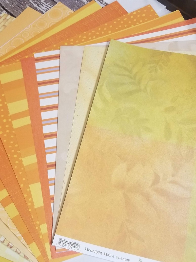 Sheets Lot of Scrapbook Paper Mixed Orange and Yellow Colors 20