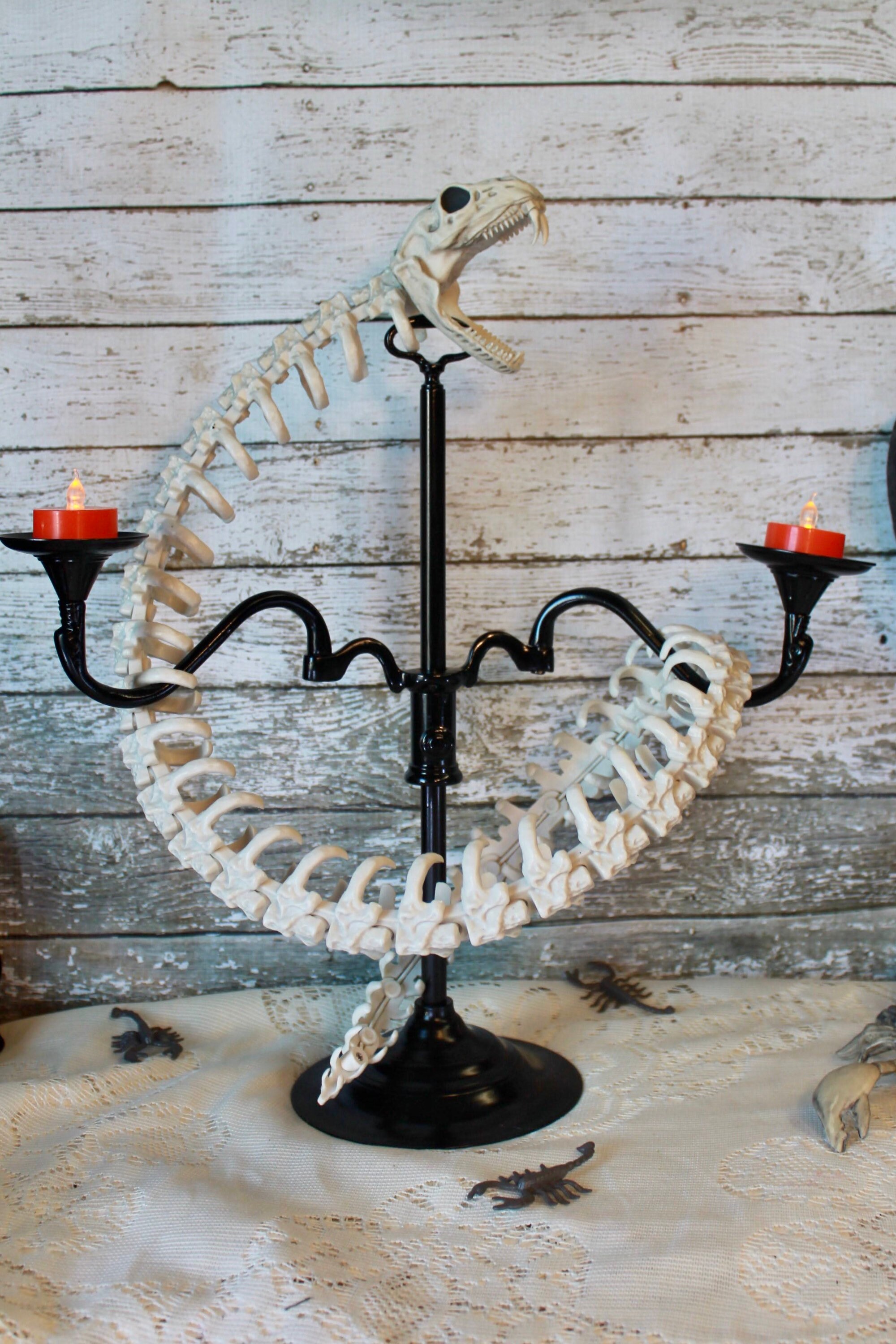 Snake Skeleton Double Candle Holder Upcycled Vintage Handmade Etsy