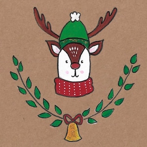Rendier Rudy | Kerstkaarten | Afbeeldingen van dieren | Bruin papier