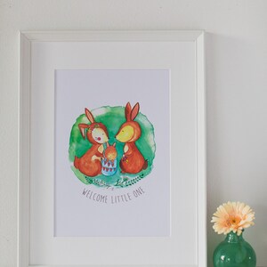 Cute Baby Bunny Born Print | A4 Size | Art Print | Nursery Print | Baby Decor | Nursery Wall Art