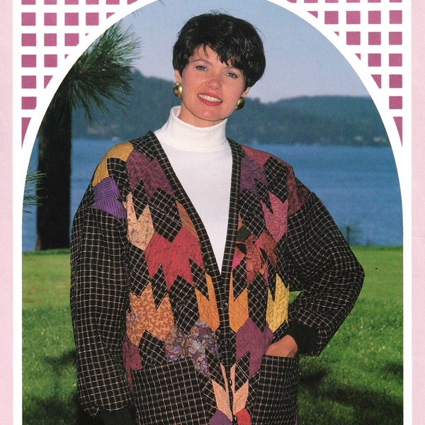 Maple Leaf Rag Cardigan Patchwork Quilted Jacket Pattern | Sizes 6-22 by Back Porch Press Vintage 1991 Uncut OOP