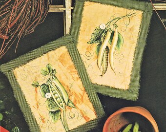 BEANS & PEAS Fabric Wall Hangings Kit / Homespun Tole 'N Accents  by Bernat 95-1711-00 Vintage 1995 / Tole Paint and Fabric Craft