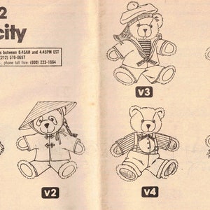 Wardrobe For The Chic Bears Sewing Pattern UNCUT Simplicity 6143 Vintage 1983 Make 6 Outfits for 16 Stuffed Bears image 2