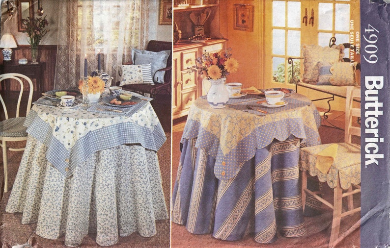 Table for Two Home Decor Sewing Pattern Table Cloth and Topper, Napkins