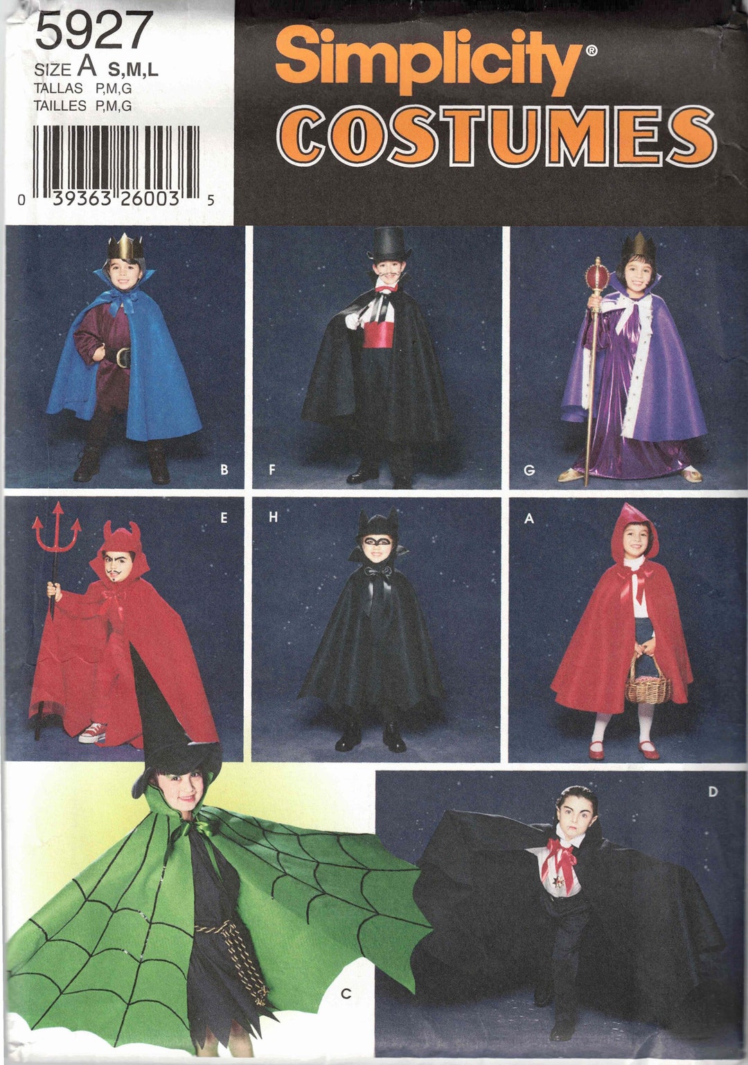 Childs Capes, Robes & Headpieces Halloween Costume Sewing Pattern ...