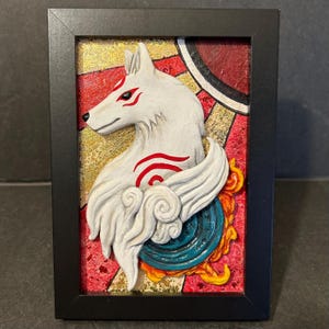 Amaterasu Okami goddess of the sun framed sculpt decoration