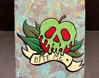 Snow white poison apple canvas painting