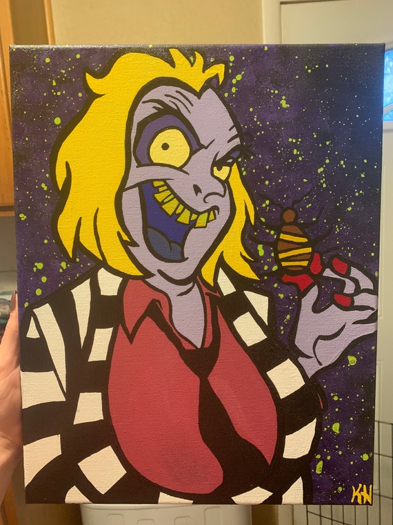 Beetlejuice dessin animé toile peinte à la main Etsy