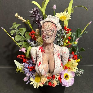 Silent Hill Nurse sculpt mini bucket bouquet decoration