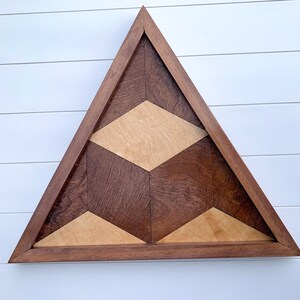 Small Geometric Wood Art, Triangular Wall Decor, Cube Art, Small Lath Wood Art, Rustic Wood Art, Living Room Wall Art, Wooden Shelf Art
