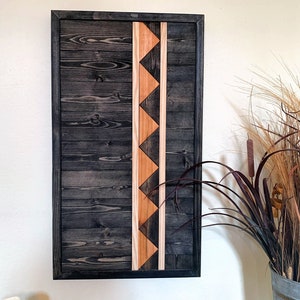 Rustic Aztec Wood Art, Living Room Wall Decor, Wood Mosaic, Reclaimed Wood Wall Art Large, Geometric Art, Boho Decor