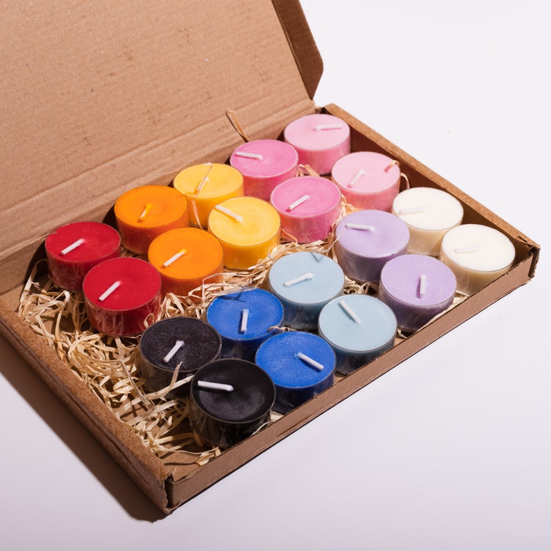 Beautifully Coloured Tealight Candles, Multi Pack Candles Retro Sweets Scented and Unscented. Candle Painting. image 9