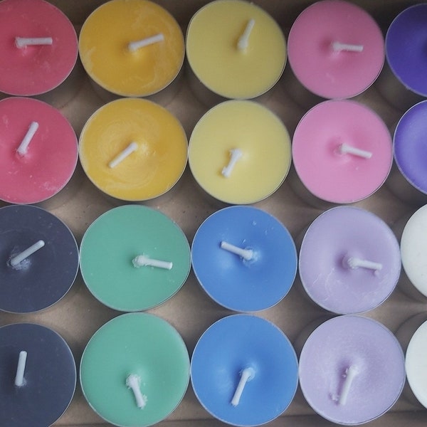 6/10/20 Un-scented Coloured Soy Wax Tealights. Multicoloured and Plain Colour Choices. Candle Painting