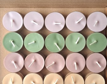 Soy Wax Coloured Tealight Candles in packs of 5 and 20 Mix & Match Multicoloured Option