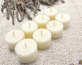 Lavender & Patchouli, 8 Large Soy Wax Tealight Candles, Wellbeing Candles, Sleep Enhancing, Stress Relief