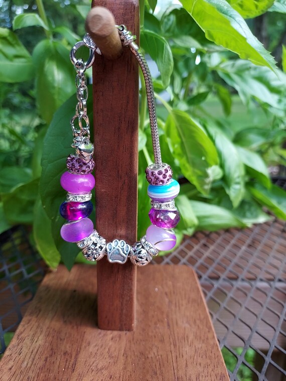 Pandora ビーズ付きブレスレット PANDORA 紫 ビーズ付きブレスレット