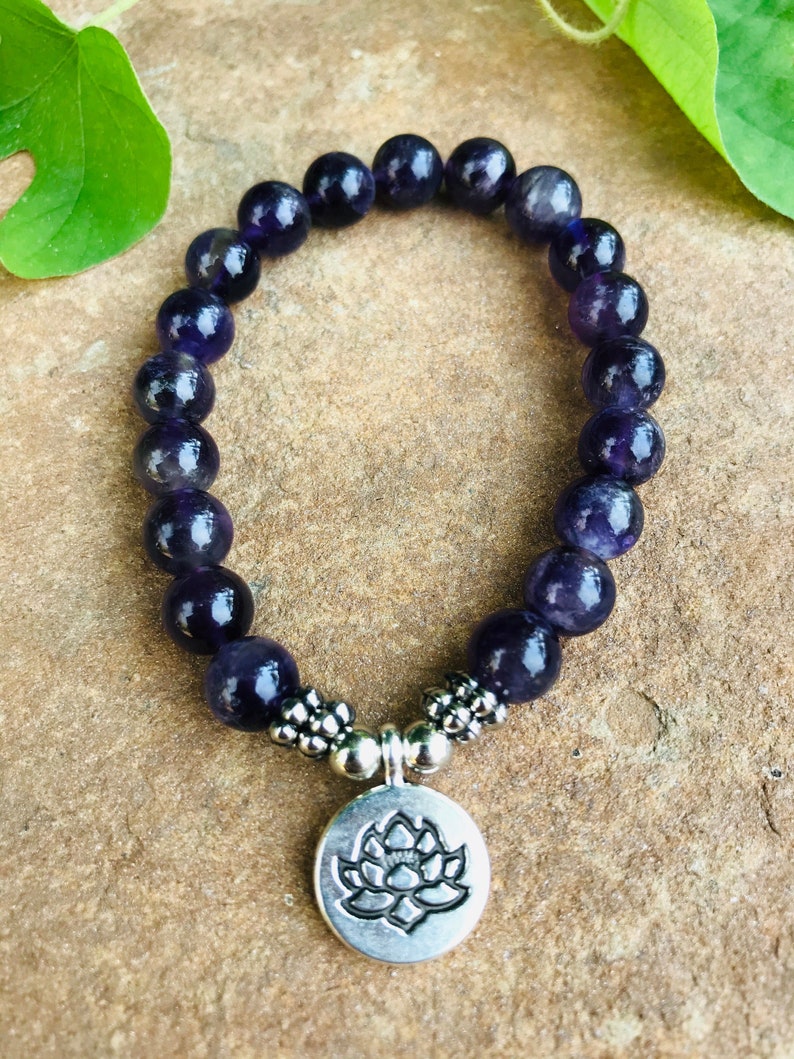 Anxiety & Stress Beautiful Genuine Amethyst Beaded Bracelet Etsy