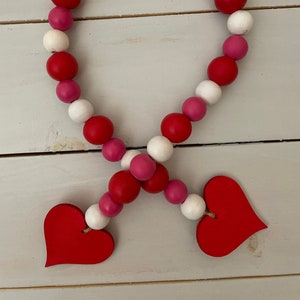 Valentines Day Decor, Wood Bead Garland, Home Decor, Kitchen, Home, Valentines Day, Gift, Decor, Gift for her, Gifts, Christmas Gift, Bead