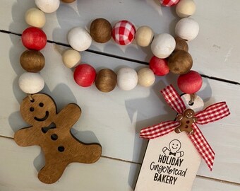 Christmas Decor, Wood Bead Garland, Home Decor, Gift for her, Home Decorations, Gifts, Decor, Home, Kitchen, Gift, Christmas Gift, Gifts