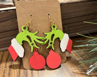 Earrings, Jewelry, Christmas Decor, Wood Bead Garland, Christmas Gift, Gift for her, Decor, Ornament, Ornaments, Christmas, Gift, Bead