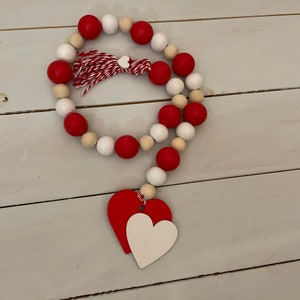 Valentines Decor, Wood Bead Garland, Decor, Gift, Gift for her, Valentines Day, Home Decor, Christmas Gift, Home Decorations, Decor, Kitchen