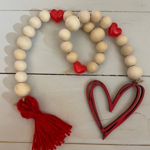 120 Pieces Valentine's Day Wood Beads 0.6 Inch Pink Wooden Beads Heart  Tassel Garland Beads Natural Craft Beads Handmade Polished Spacer Beads