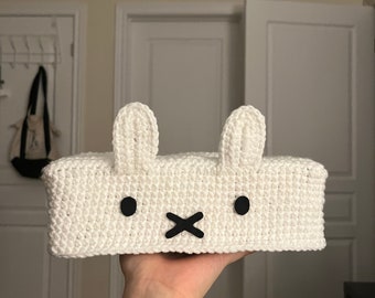 white bunny tissue box cover