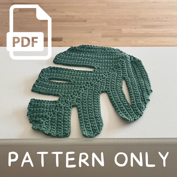 PDF pattern crochet monstera leaf coaster