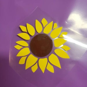 Bügeln auf Vinyl Sonnenblume, geschnitten und bereit für eine Maske oder jede Stoffoberfläche-Bügeln auf Patch-Cut Vinyl- Cricut perfekter Schnitt- individualisiere deine