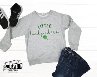 Toddler Girl St. Patrick's Day Outfit - Little Lucky Charm Sweatshirt & Clover Pants 2-Piece Set