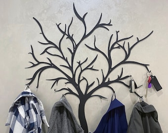 Tree Branch Steel Coat Hooks, Wall Mount Hanger