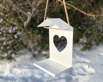 Steel Bird Feeder, Heart Cutout, Hanging Birdhouse