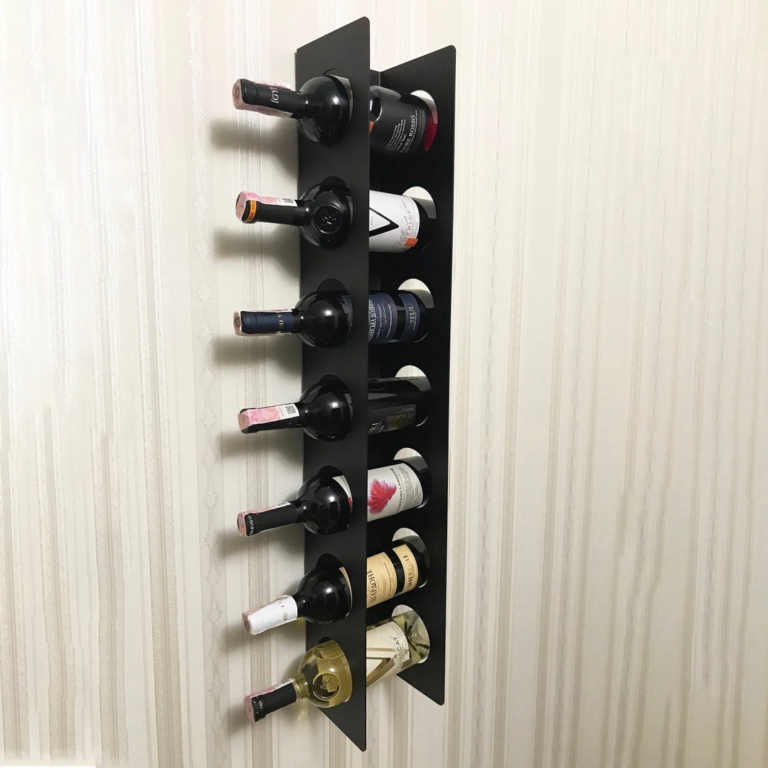 Wall Mounted Wine Rack: Black Powder Coated, 7 Bottle Holder - Etsy
