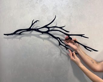 Tree Branch Wall Hanger, Black Metal Coat Rack, Key Hook