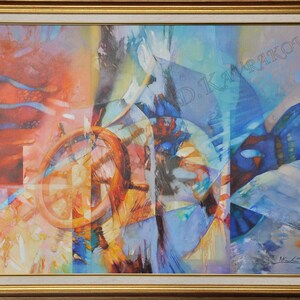 Oil painting on canvas, Abstract painting, Marine composition