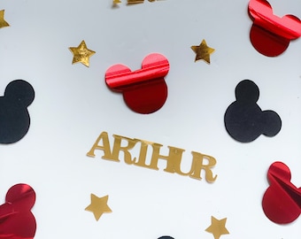 Confeti personalizado inspirado en Mickey Mouse / Fiesta temática de ratones / Decoración de ratones / Adornos de ratones / Decoración de mesa