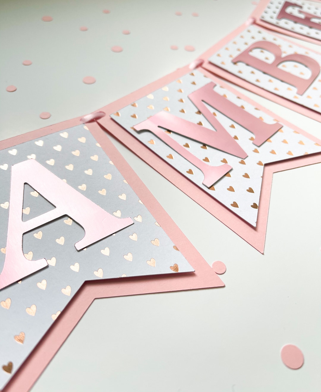 Rose Gold / Pink & White Personalised Banner / Bunting - Etsy