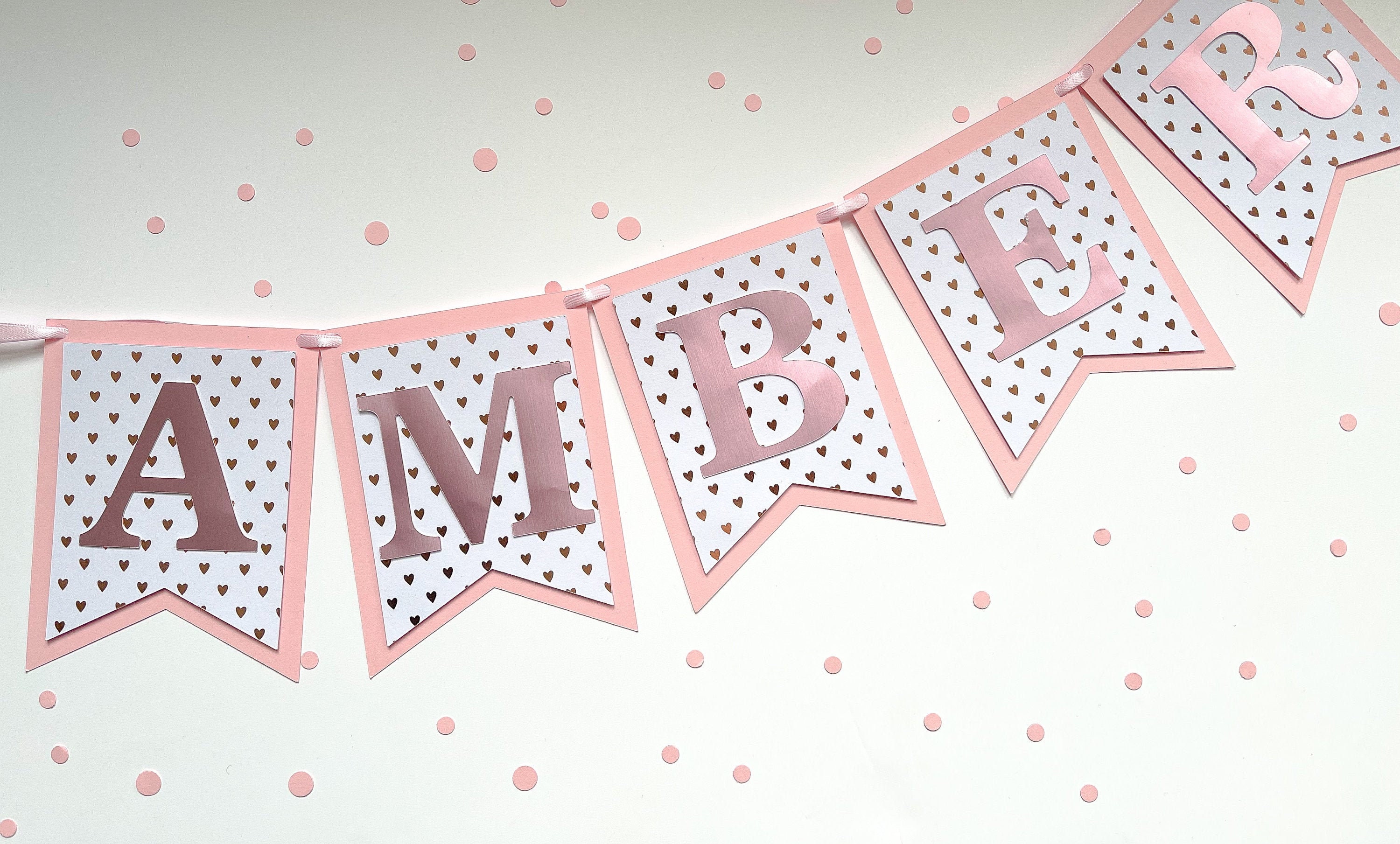 Rose Gold / Pink & White Personalised Banner / Bunting - Etsy
