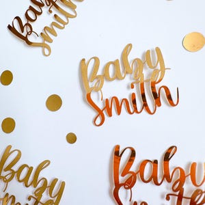 Confete para chá de bebê / Novo bebê / Decorações para mesa de chá de bebê / Licença-maternidade