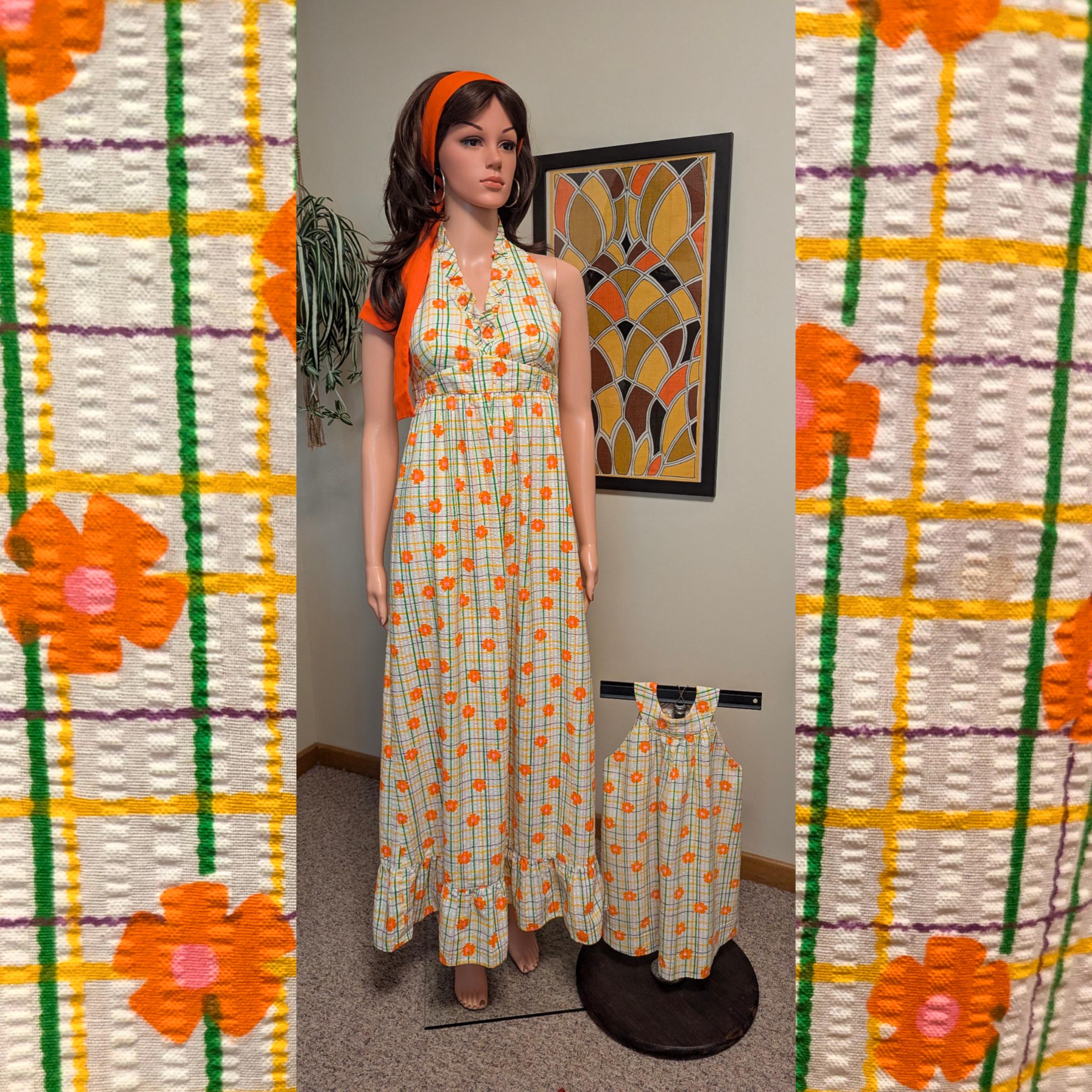 orange and white seersucker dress Picnic Dress in Orange Seersucker