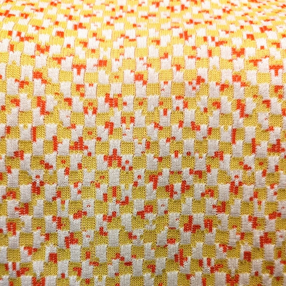 Vintage 1970s Yellow & Red Checked Print Large Da… - image 8