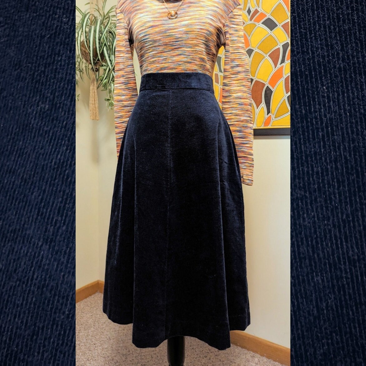 Navy Corduroy Button Up Mini Skirt – Unique Vintage