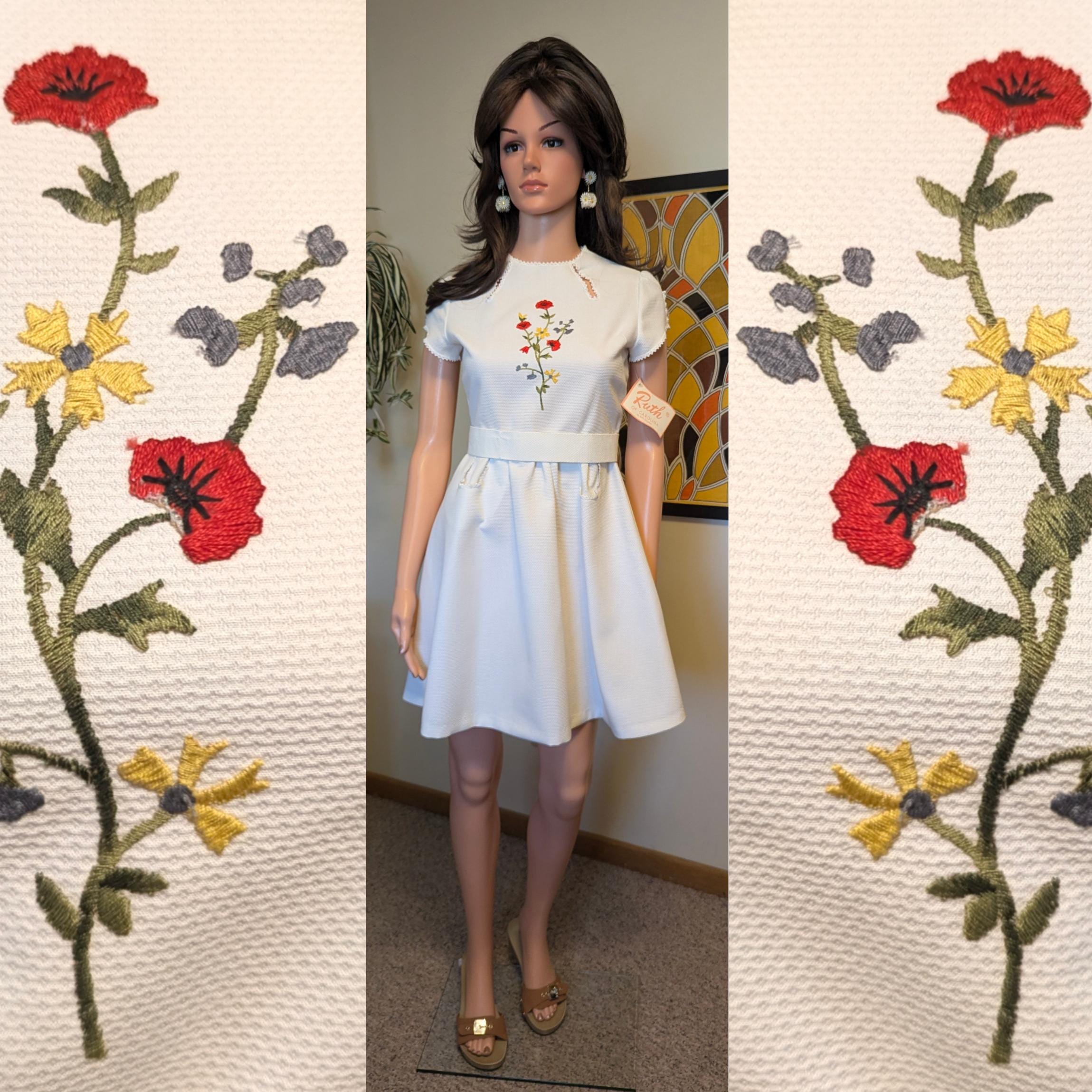 Floral Mini Embroidered Dress - Etsy Floral Mini Embroidered Dress - Etsy