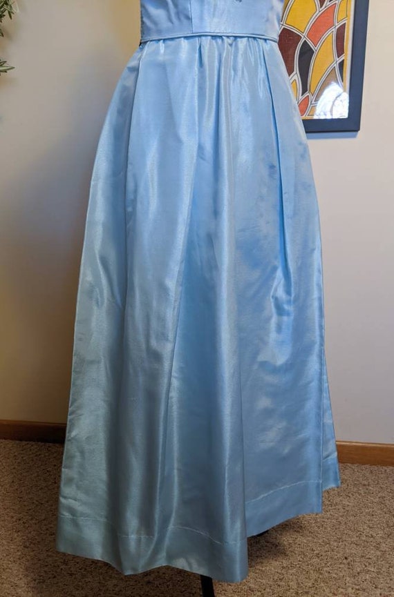 Sleeveless Taffeta Bow Gown In Antique Blue